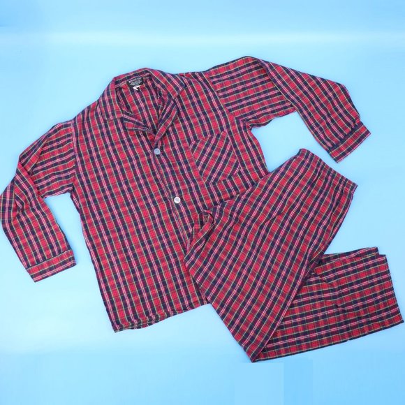 Vintage Red Plaid Flannel Pajama Set